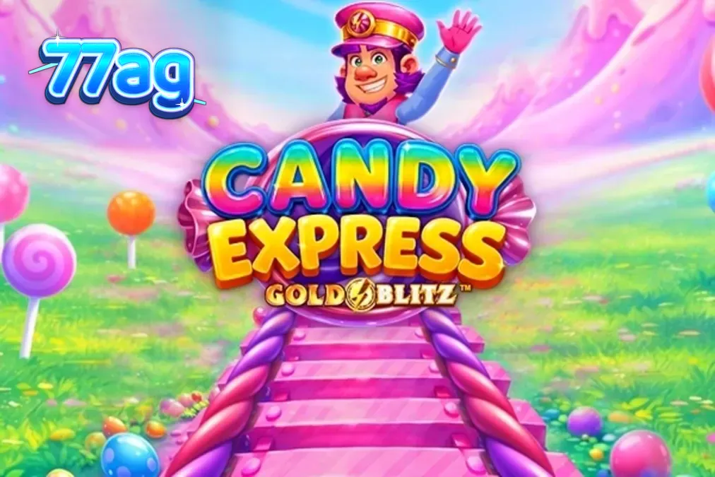 Tampilan visual ceria dari slot Candy Express Gold Blitz dengan tema kereta permen
